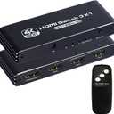 HDMI Switch 3 in 1 Out 4K 120Hz, HDMI Switcher 3x1 with IR Remote Control Support 4K@120Hz, 1080P@240Hz 3D, HDR, HDMI 2.1, HDCP 2.3, Compatible with PS5/ PS4/ PS3, Xbox, TV, DVD etc (Black)