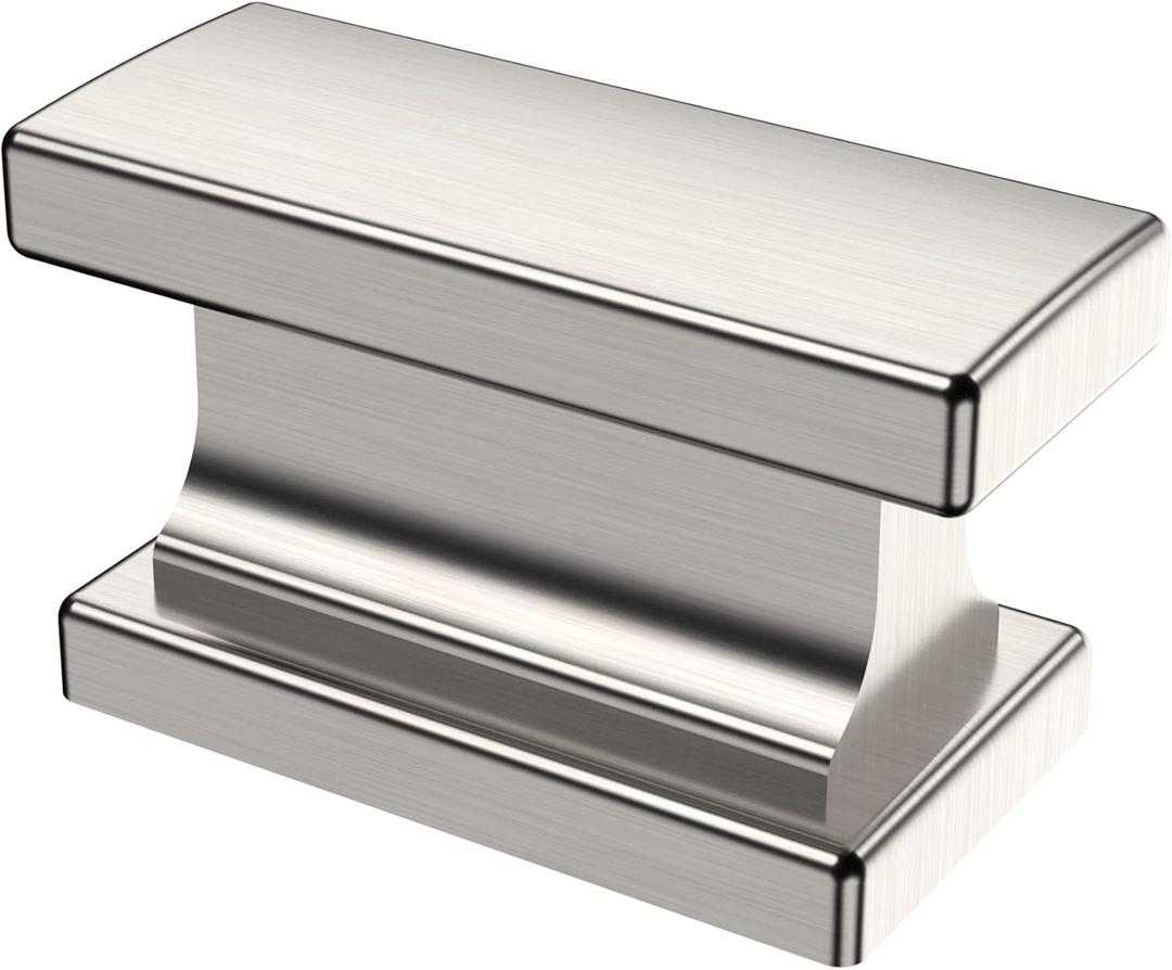 Alzassbg 15 Pack Brushed Satin Nickel Cabinet Knobs, 1.46 Inch(37mm) Rectangle Kitchen Hardware Knobs for Cabinets and Drawers AL6061SN (Single Hole Knob)