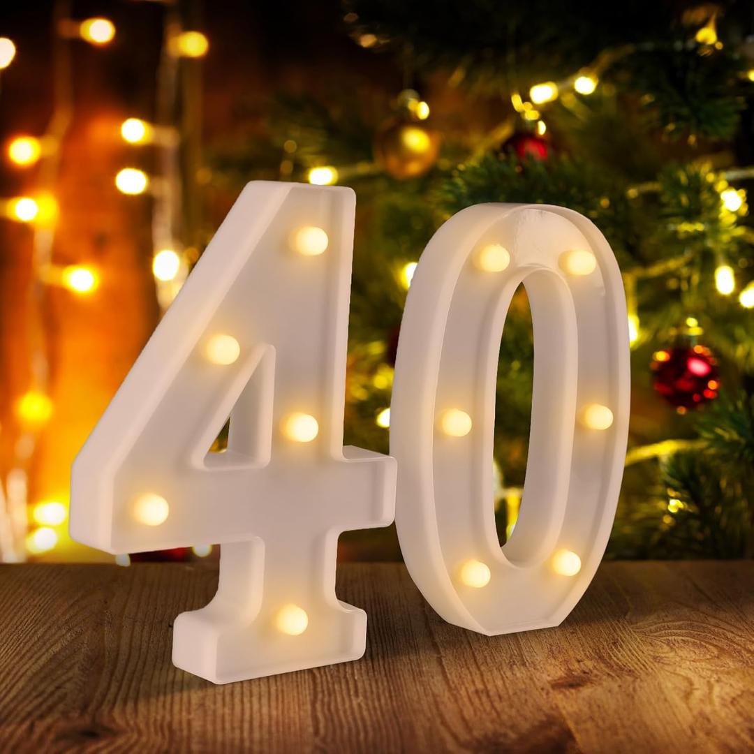 40th Birthday Decorations Woman Man,Marquee Numbers for 40th Wedding Anniversary Decorations,Light up Numbers 40 Sign for Party Backdrop Wall Decor,40 Birthday Centerpieces Table Decoration