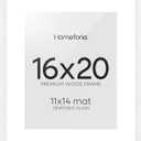 Homeforia 16x20 White Picture Frame, High End Oak 16x20 White Wood Frame with Mat 11x14 Photo, 16 x 20 Wooden Poster Frames Matted to 11 by 14, 20x16 Hanging Frames, Tempered Glass, Wall Kit, Set of 1