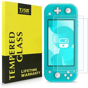 TJS 2 Pack Screen Protector Tempered Glass for Nintendo Switch Lite Model 2019 5.5", [Works While Docking] - 0.3mm Thickness/Bubble Free/Ultra Clear/9H Hardness/Anti-Scratch/Anti-Fingerprint (Clear)