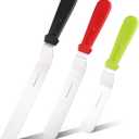 3 Metal Cake Offset Spatulas, 6 8 & 10 Inch Frosting Angled Icing Spatula for Decorating (Red & Black & Green)