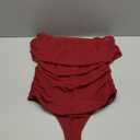 SAUNGKUAI Women's Short Sleeve Bodysuit Off the Shoulder Mesh Ruched One Piece Body Suits Summer Outfits (X-Large, Plum)