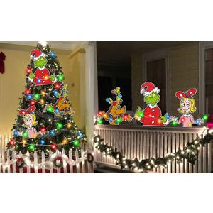 GYGOT 3 PCS Christmas Fence Peeker with LED Lights, Light Up Christmas Yard Decorations Outdoor, Christmas Decor for Tree Topper Fence Yard Garden Lawn