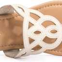 LM Women's Thong Sandals T-Strap Sandals Slip On Flat Sandals Flip Flop Casual Summer Slide Sandals (Beige, L)