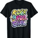 Band Shirts for Kids Rock N Roll Girl Rock and Roll Costume T-Shirt (Small, Black)
