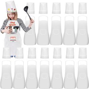 24 Pieces kids chef hat and apron Ages 5-12 Kids Apron Children for Boys Girl's Cooking Baking Painting Wear