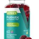 Viteey Probiotic Gummies with Prebiotics  Gut Health Supplements for Digestive Health  2 Billion CFUs  Vegan, Gluten-Free  60 Count