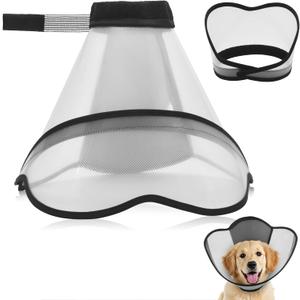 Upgraded Dog Cone Collar for Dogs After Surgery, Adjustable Dog Cone Collar for Large Medium Dogs,Breathable Elizabethan Pet Recovery Collar (Size L) (Neck Circumference: 13.7"-18")