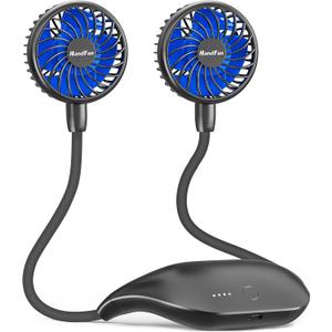 HandFan 10000mAh Portable Neck Fan Rechargeable, 48Hrs Long-Lasted Wearable Personal Fans, Hands Free Necklace Fans, Hanging Cooling Fan for Travel, Hiking, Fishing, Gifts for Women Men