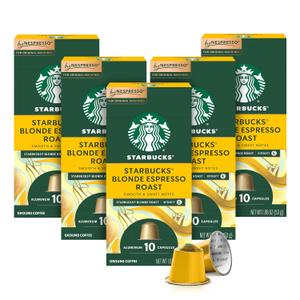 Starbucks by Nespresso Original Line Blonde Roast Espresso 50-count Espresso Pods, BBD 02/13/2027