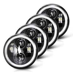 4pcs 5 3/4" 5.75 LED Headlights with High Low Beam Amber turn signal White DRL, 5 3/4 led headlight Halo Ring