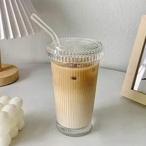 Glass Tumbler Stripe Glass Cup Coffee Cup With Lid and Straw LIDS DON'T SECURE 12.5 oz Drinking Glasses for Water,Iced Coffee,Milk,Tea,Juice (A-Stripe) Glass Tumbler Stripe Glass Cup Coffee Cup With Lid and Straw LIDS DON'T SECURE 12.5 oz Drinking Glasses for Water,Iced Coffee,Milk,Tea,Juice (A-Stripe)