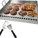 Universal Stainless Steel Flat Top Griddle Insert for Gas & Charcoal Grills Nonstick, Even Heating & Easy Clean, Includes Turner & Scraper, Ideal for Outdoor BBQ, Tailgating & Camping, 23" x 16"