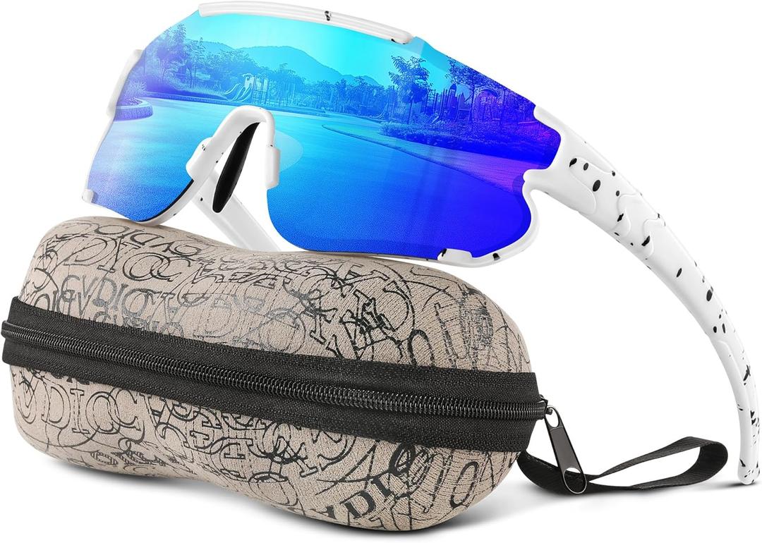 Kids Baseball Polarized Sunglasses: Sports Sunglasses for Boys Girls 3-12 Youth Sun Glasses for Cycling Running (A1-white Frame Blue Lens)