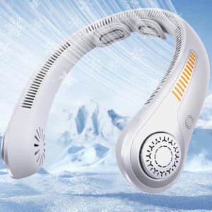 Portable Neck Fan - Rechargeable Personal Fan with Neck Brace, 5 Speeds, All-Around Cooling, Hands-Free Bladeless Lightweight Quiet Neck Fans That Blow Cold Air Gift for Women/Men, Hot Flashes, Travel (Gray)