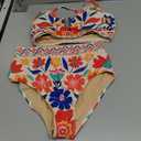Herseas Womens 2 Piece High Waisted U Wire Bikini Set Floral Print Swimsuit Crisscross Back Bathing Suit Beach Swimwear (M)