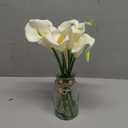 Artificial Flowers Calla Lily in Glass Vase with Faux Water,7Pcs Artificial Calla Lily Flower Real Touch Latex Flowers for Centerpiece Table Decorations Counter Decor(White Calla Lily)