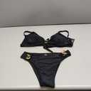Blooming Jelly Women's Cheeky Bikini Sets Two Piece Swimsuit Sexy Bathing Suit Triangle String High Cut Thong Swimwear (Medium, Black)