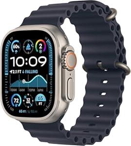 Apple Watch Ultra 2 [GPS + Cellular, 49mm] - Titanium Case with Blue Ocean Band, One Size 
