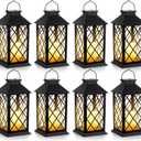 8 Pack Solar Hollow Lanterns Outdoor, Waterproof Patio Hanging Lanterns with LED Flickering Flameless Candle Lights, Decorative Solar Lantern for Porch, Garden, Patio, Yard, Table