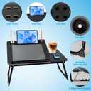 Laptop Bed Desk, Adjustable Lap Desk, Small Laptop Table with USB Charge Port, Desktop Card &Pen Slot, Cup Holder, Foldable Bed Tray Table for Couch Sofa Chair Floor Eating Working