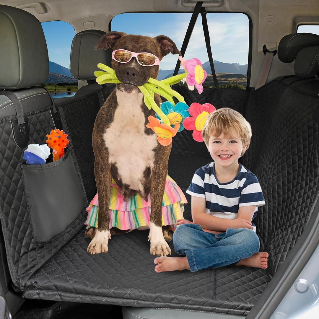Honest Back Seat Extender for Dogs, Dog Car Seat Cover Hard Bottom 400lbs, Dog Car Seat Covers with Large Space, Waterproof Dog Hammock for Car SUV Truck, X-Large, Black