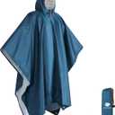 ANYOO Hooded Rain Poncho for Adults Waterproof Lightweight Rain Coat for Men Women Reusable Rain Jacket for Emergency Outdoor (Blue, XXL)
