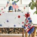 Horaldaily 4th of July Tablecloth 60x84 Inch, Patriotic Watercolor Poppy Flowers Independence Day Memorial Day Table Cover for Party Picnic Dinner Decor