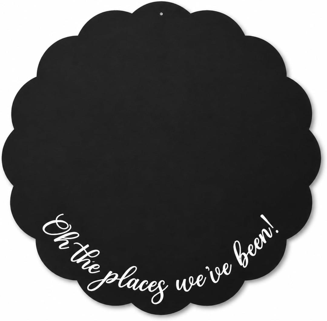 Hoteam Scalloped Round Magnetic Board, Personalized Travel Magnetic Boards for Photos & Keepsakes Display, Decorative Travel Memory Wall Art, Heavy-Duty Metal Panel Gift for Travelers(24 Inch)