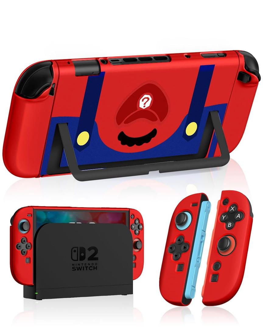 Dockable Case for Nintendo Switch 2 - Cute Cool Cartoon Design Soft TPU Grip Cover for Joy-Con Red MLA PC for Switch 2 Protective Case 2025 for Boys Teens Girls