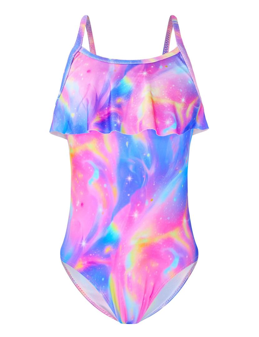 Girls Swimsuit Bathing Suits Size 4-5 Years Old Blue Pink Aurora Summer Sleeveless Swimwear