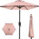 Best Choice Products 7.5ft Heavy-Duty Round Outdoor Market Table Patio Umbrella w/Steel Pole, Push Button Tilt, Easy Crank Lift - Rose Quartz