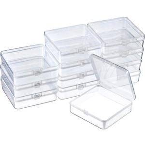 SATINIOR 24 Packs Small Clear Plastic Beads Storage Containers Box with Hinged Lid for Storage of Small Items, Crafts, Jewelry, Hardware (3.7 x 3.7 x 1.18 Inches)
