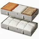 Vailando Storage Containers, 6 Inches Tall 60L Underbed Storage Bins with Sturdy Handles and Sidewalls, Closet Organizer for Clothes, Blankets, Seasonal Items, Gray, 2-Pack