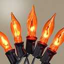 PASUTO Flickering Flame String Lights Orange Halloween Lights with 10 Pack C7 Orange Flickering Light Bulbs, 12.8Ft Flame String Lights for Fall Decor Halloween Decorations for Home Party Yard Porch