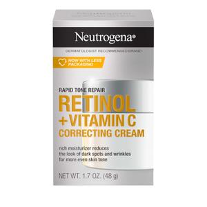 Neutrogena Rapid Tone Repair Retinol + Vitamin C Correcting Cream, Face Moisturizer with Retinol, Hyaluronic Acid & Vitamin C for Dark Spots & Discoloration, 1.7 oz