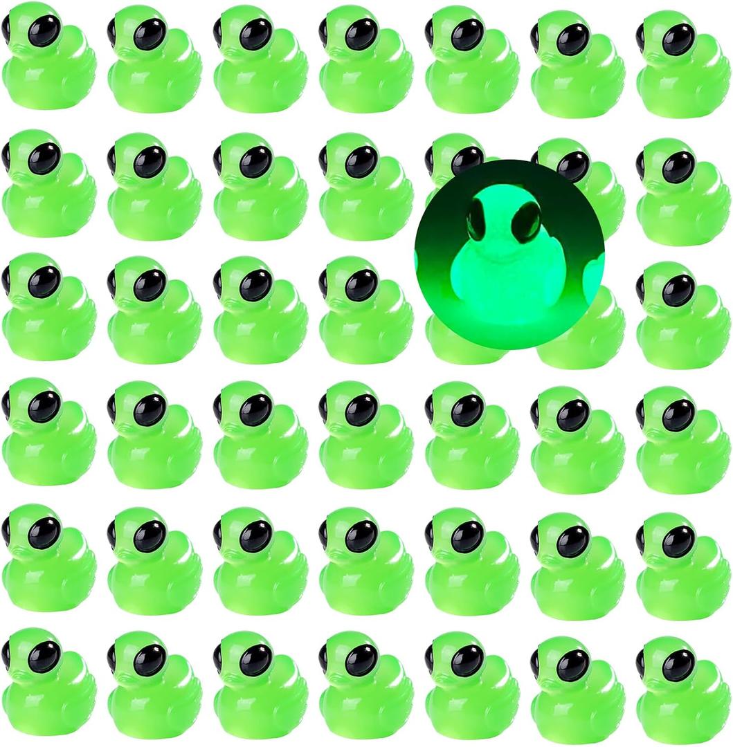 100 Pcs Mini Resin Alien Duck Figurines, Luminous, 0.7087 inches