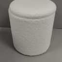 Round Set of 2 Ottoman with Storage, Boucle Storage Ottoman Foot Stool, Soft Teddy Upholstered Small Vanity Stool, Ottomans Coffee Table Padded Seat Foot Rest for Living Room Bedroom, White (14.8"D x 14.8"W x 17.3"H)