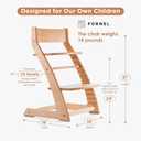 FORNEL Scandinavian Wooden High Chair for Toddlers & Kids | Adjustable Grow-with-Me Montessori Seat for Dining Table | Natural Wood Finish Convertible Highchair