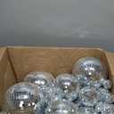 Hoolerry 200 Pcs Mini Mirror Disco Ball Ornaments Mardi Gras Small Silver Hanging Decorations Reflective Tiny Balls Bulk for 70s 80s 90s Disco Party, Birthday(8'', 6'', 4'', 3'', 2,'' 1'')