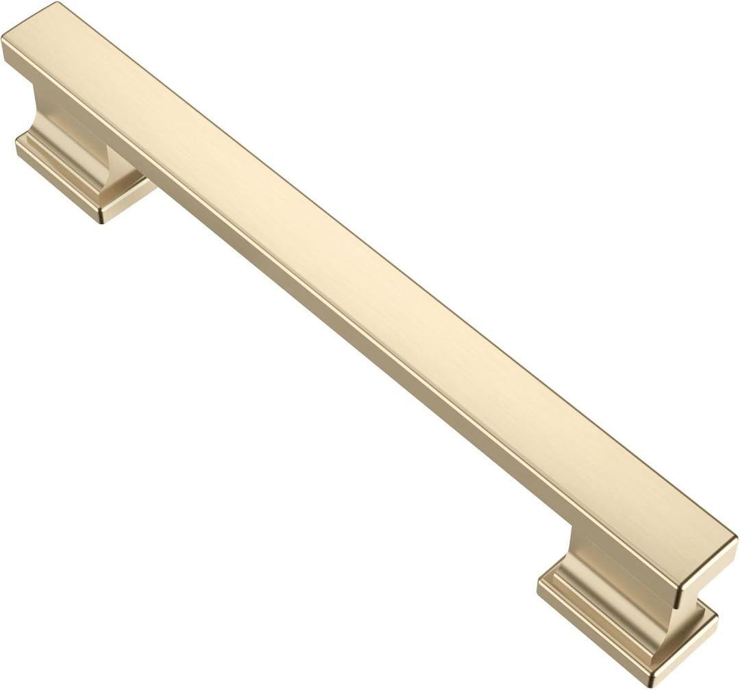 Alzassbg 20 Pack Brushed Brass Cabinet Pulls, 5 Inch(128mm) Hole Centers Gold Kitchen Cabinet Handles for Cabinets and Drawers AL3061BB