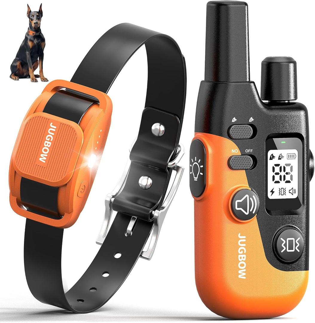 Jugbow Shock Collar for Dogs - 4200FT Dog Training Collar with Remote for 15-120lbs Medium Large Dog, with LED Light IPX8-Waterproof Rechargeable E-Collar with Beep (1-3), Vibration(1-3), Shock(0-16)