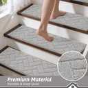 BEQHAUSE Edging Stair Treads for Wooden Steps 9" x 28", Non Slip Carpet Stair Treads Indoor Stair Runners, Soft Stair Rugs, Machine Washable, 100% Polyester, TPE Backing, 15pcs, Grey