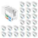 VCE UL Listed 10Gbps Cat6 Keystone Jack Insert 25-Pack, 90 Degree Punch Down RJ45 Keystone Jack Adapter Slim Profile for Patch Panel and Wall Plate