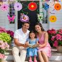 Spring Flower Party Decorations Colorful Daisy Butterfly Hanging Swirls Sun Flower Ceiling Swirl Foil Decorations Hanging Plastic Streamer for Spring Easter Birthday Party Decorations