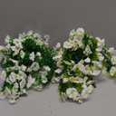 Ivydale 2 PCS Artificial Hanging Flowers Fake Plants for Winter Christmas Outdoor, Faux Silk White Morning Glory with Eucalyptus UV Resistant Realistic Hanging Petunias Vines for Home Garden Decor