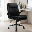 NEO CHAIR Desk Office Gaming Computer Chair Ergonomic Executive Mid-Back Leather with Adjustable Padded Flip-Up Armrests Cushion Wheels Swivel for Home Study Task (Black White)