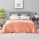 DREAMNINE Extra Large Soft Comfy Fluffy Fleece Bed Blanket Queen Size 90" x 90", Luxury Decorative Fuzzy Blanket for Bedroom, Big Cozy Shaggy Warm Flannel Blankets for Winter Autumn Pet, Peach
