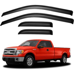 Window Visors Rain Guards for 2004-2014 Ford F150 SuperCab, Out-Channel Window Vent Wind Deflectors Visors Shades for 04-14 F-150 Extended Cab